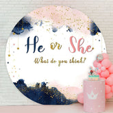 Aperturee - Pink Blue He Or She Round Baby Shower Backdrop